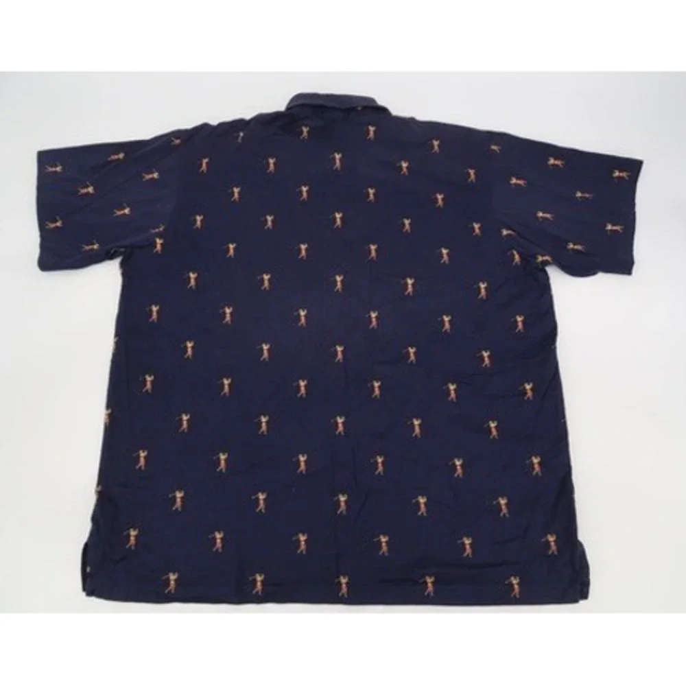 Vintage Polo Ralph Lauren Golf Shirt Mens XL Navy All Over Golfer Print Golf - Picture 5 of 9